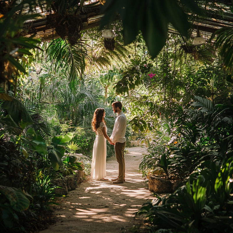 couple vow renewal botanic garden romance
