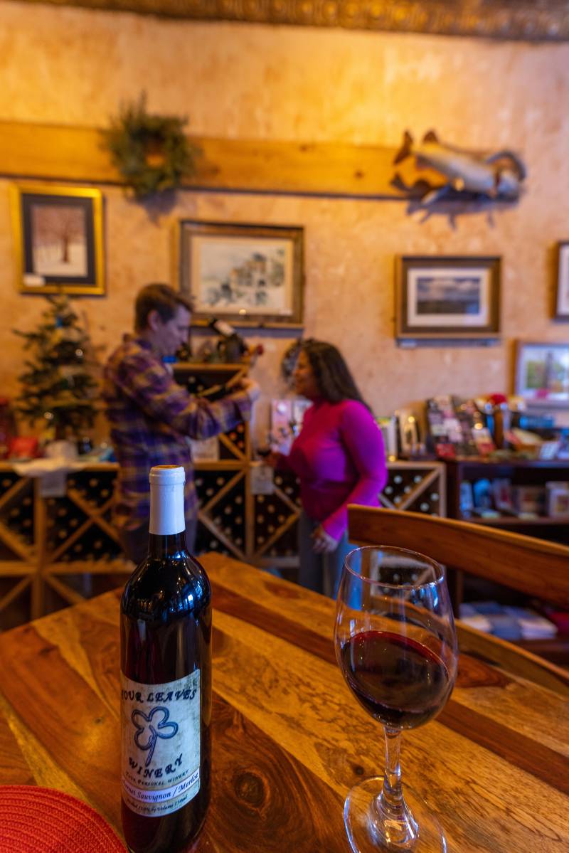 drinking wine at four leaves winery during winter Courtesy of Durango Colorado