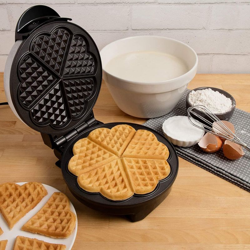 cucinapro heart shaped waffle maker in kitchen