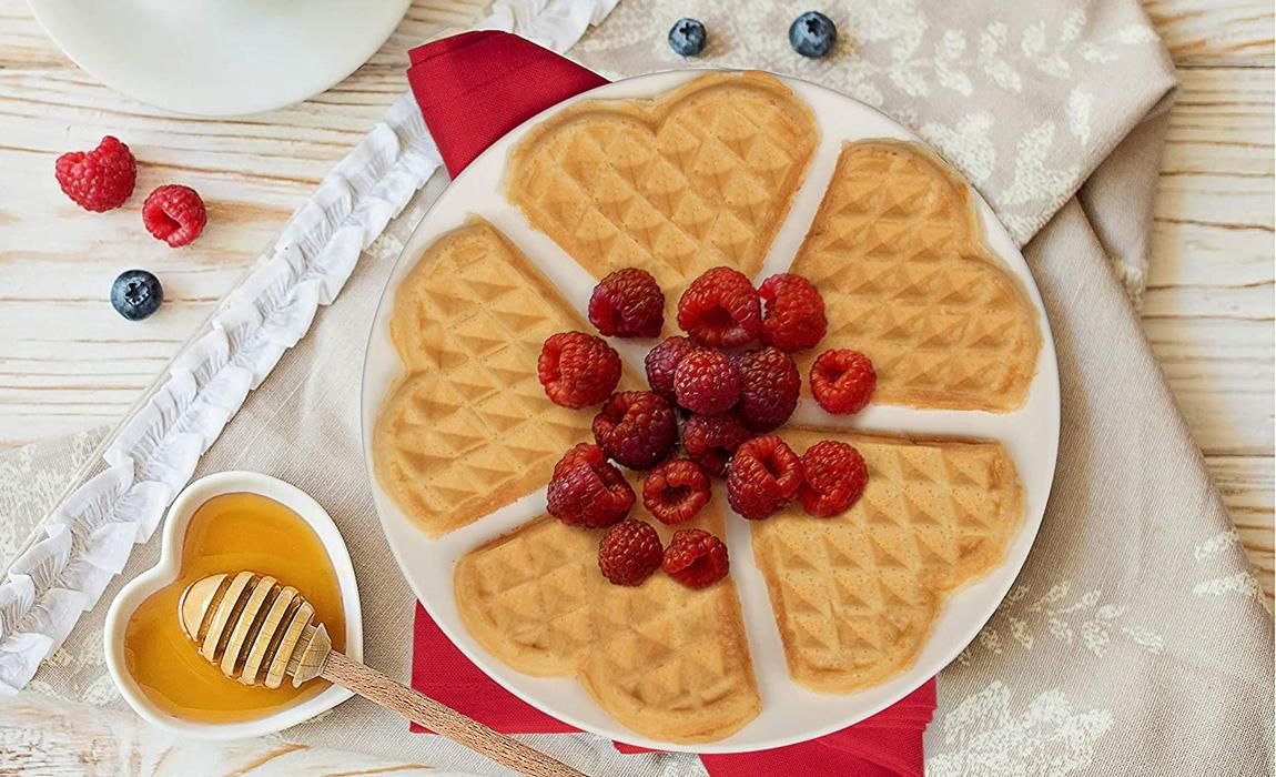 heart shaped waffles are a fantastic romantic gesture