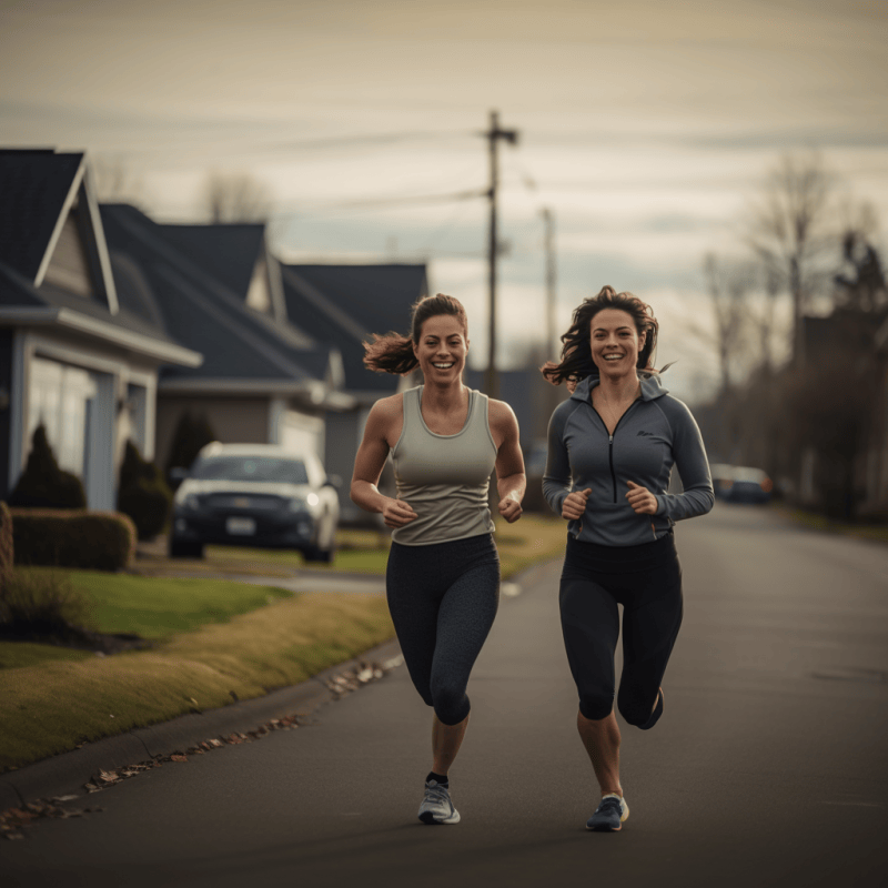 two stay at home wives jogging for fitness