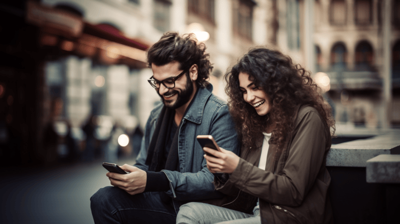 couple exchanging flirty text messages