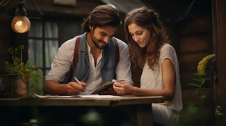 couple writing love notes to each other
