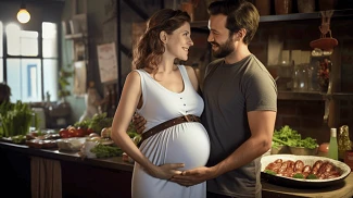 cooking class with pregnant woman