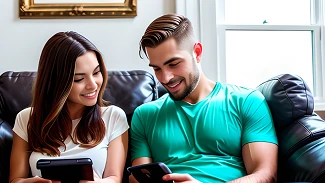 couple digitally flirting with each other 